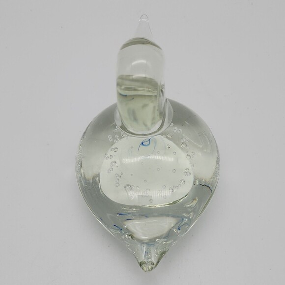 Duck Swimming Art Glass Paperweight with Controlled Bubbles Clear Glass - Picture 12 of 13